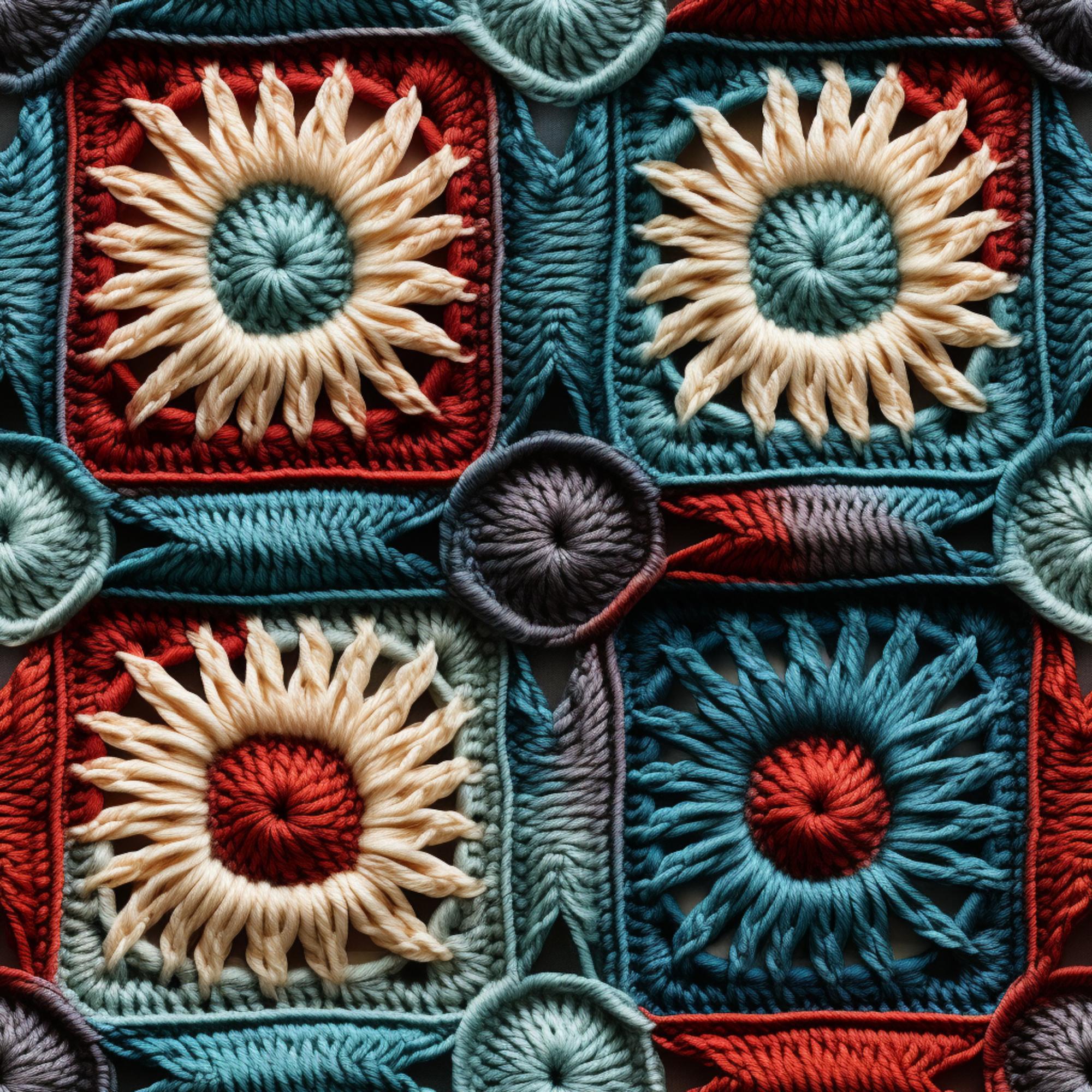 Coperta ricamata con motivi sovrapposti